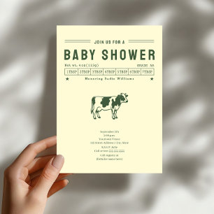 Butter Cow Green Neutral Baby Shower Invitation