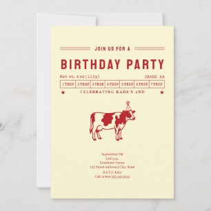 Butter Cow Red Birthday Party Invitation