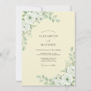 Butter Cream Leaf Wedding Invitation