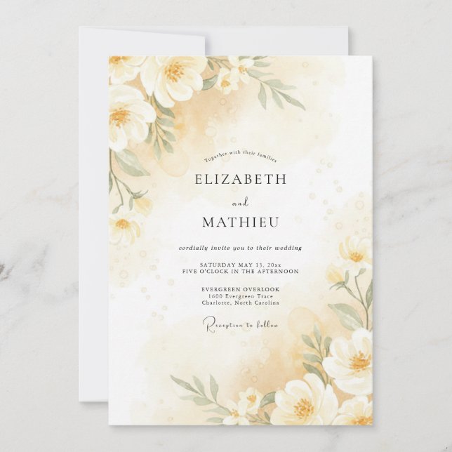 Butter Cream Peony Wedding Invitation (Front)