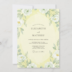 Butter Cream Ranunculus Eucalyptus Wedding Invitation