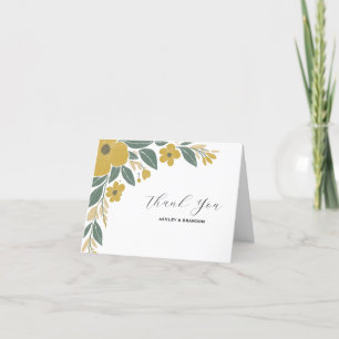 Butter Cup Yellow Modern Floral Wedding Thank You Card