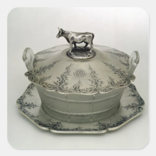 Butter dish with a frosted glass base square sticker