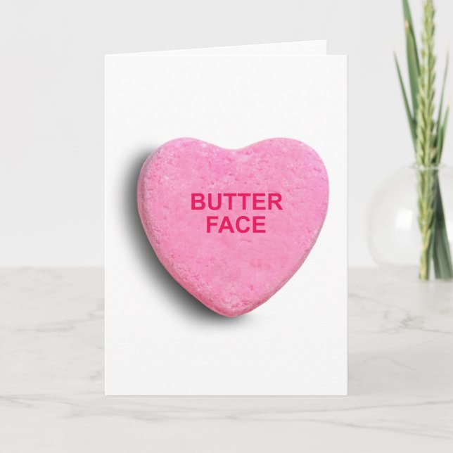 BUTTER FACE CANDY HEART HOLIDAY CARD (Front)
