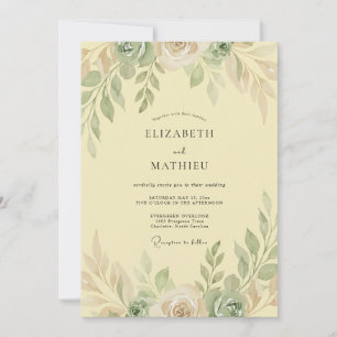 Butter Foliage Taupe Eucalyptus Wedding Invitation