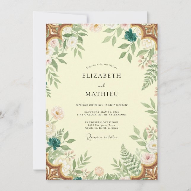 Butter Gold Fern Wedding Invitation (Front)