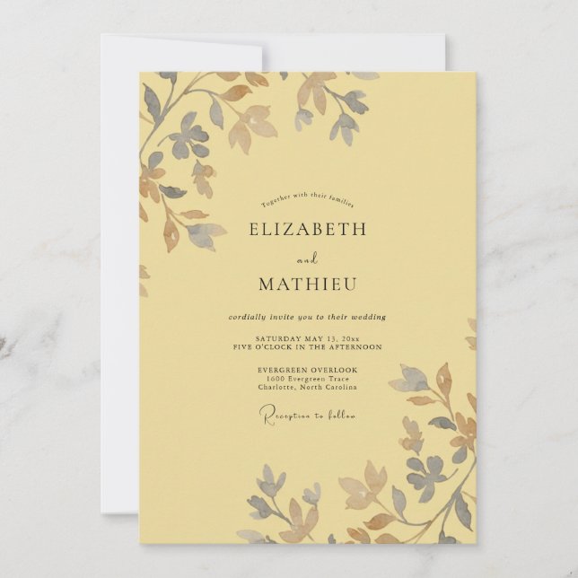 Butter Grey Vine Wedding Invitation (Front)