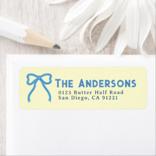 Butter Half Blue Bow Bridal Shower Return Address