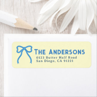 Butter Half Blue Bow Bridal Shower Return Address