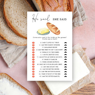 Butter - He said she said bridal shower game