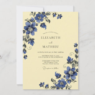 Butter Indigo Vine Wedding Invitation