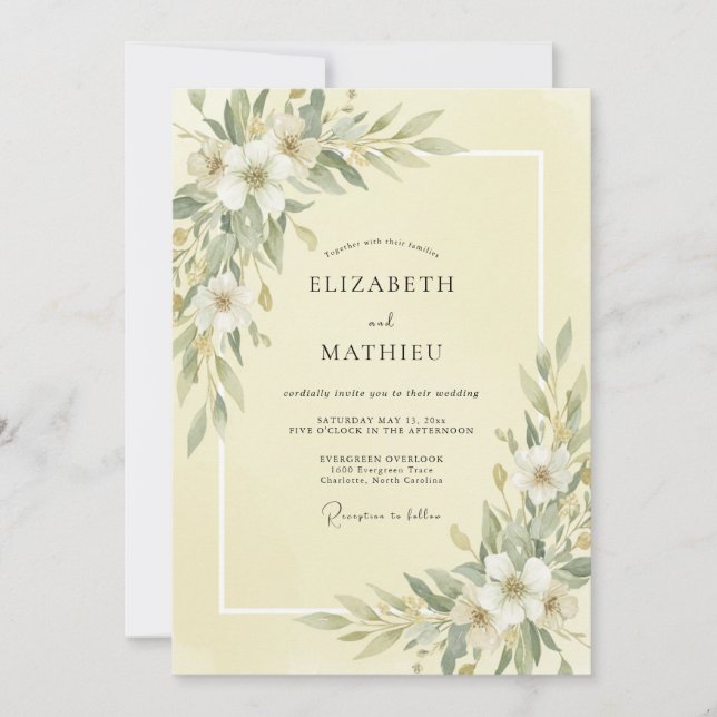 Butter Ivory Peony Wedding Invitation (Front)