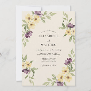 Butter Lavender Wildflower Wedding Invitation