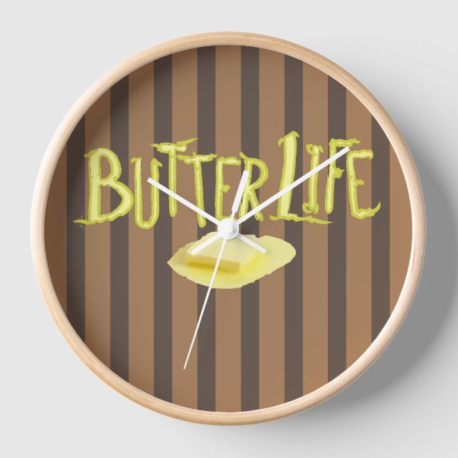 Butter Life Brown Stripes BG Clock (Front)