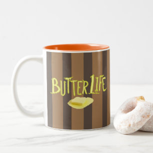 Butter Life Brown Stripes BG Two-Tone Coffee Mug