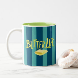 Butter Life Teal Stripes BG Two-Tone Coffee Mug