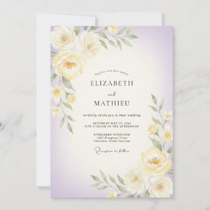 Butter Lilac Blossom Wedding Invitation