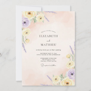 Butter Lilac Petal Wedding Invitation