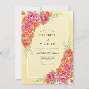 Butter Magenta Blossom Wedding Invitation