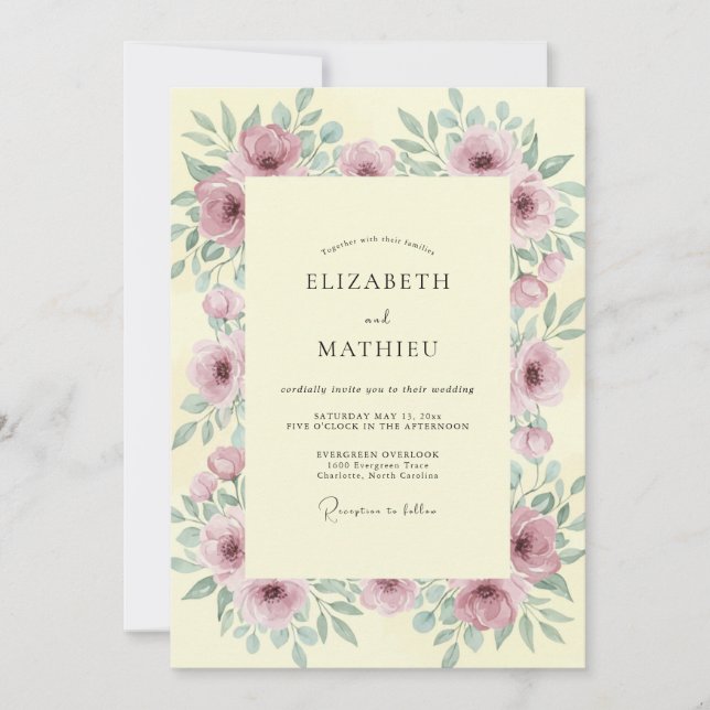 Butter Mauve Peony Wedding Invitation (Front)