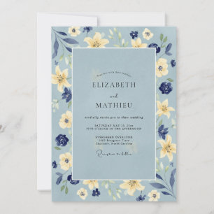 Butter Midnight Wildflower Wedding Invitation