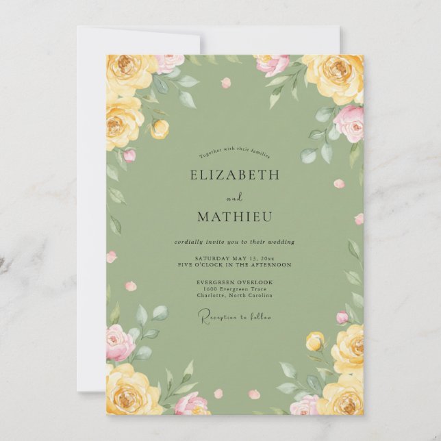 Butter Moss Greenery Wedding Invitation (Front)