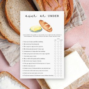 Butter - Over or Under bridal shower game