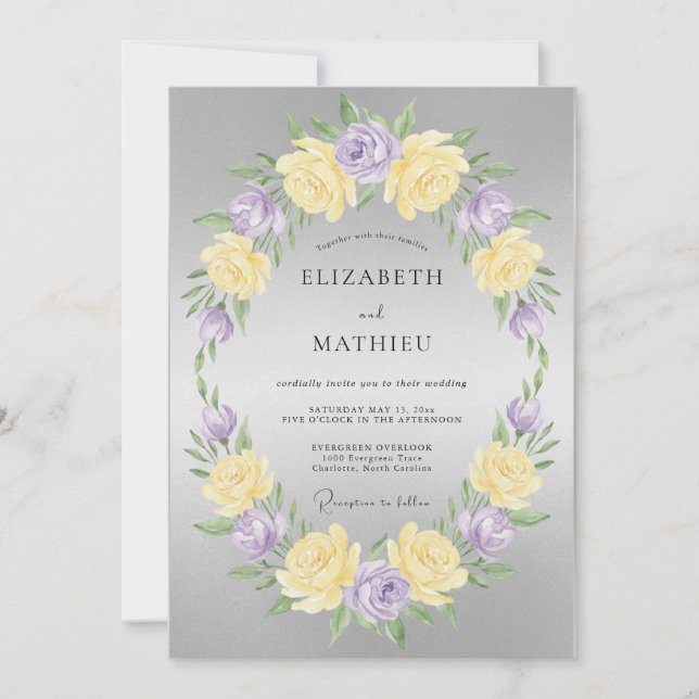 Butter Pale Lilac Peony Wedding Invitation (Front)