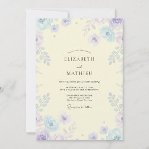Butter Periwinkle Wildflower Wedding Invitation