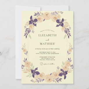 Butter Plum Wreath Wedding Invitation