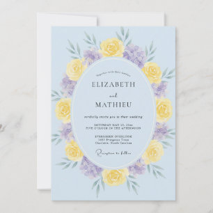 Butter Purple Wreath Wedding Invitation