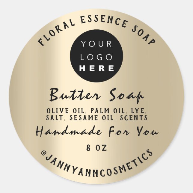 Butter Soap Cosmetics Custom Logo Modern Classic Round Sticker (Front)