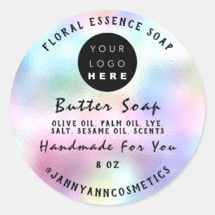 Butter Soap Cosmetics Handmade Drips Holographic Classic Round Sticker