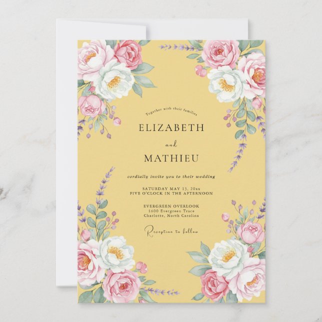 Butter Soft Pink Ranunculus Eucalyptus Wedding Invitation (Front)