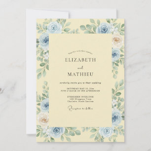 Butter Steel Wildflower Wedding Invitation
