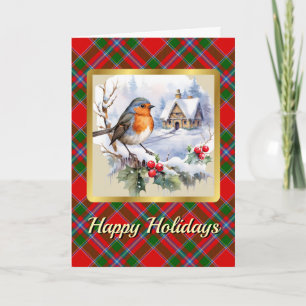 Butter Tartan w/Robin Personalised Xmas Card