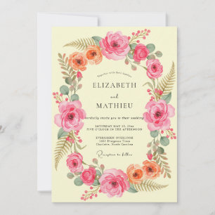 Butter Terracotta Ranunculus Eucalyptus Wedding Invitation