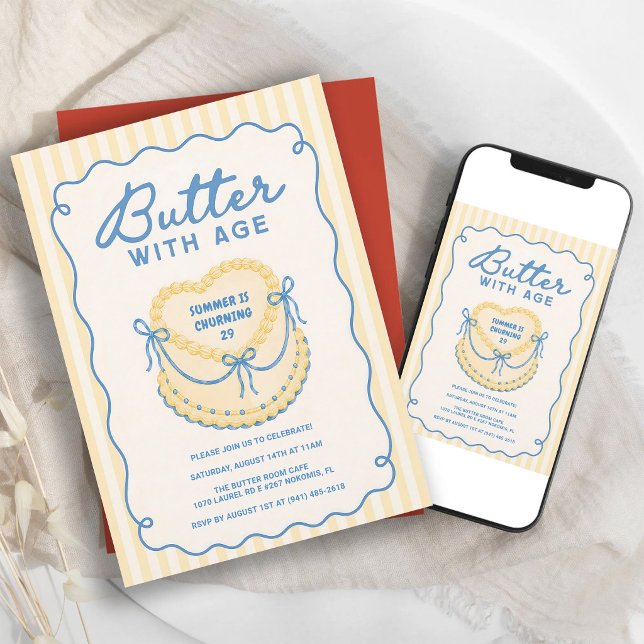Butter With Age Coquette Bow Birthday Invitation (Creator Uploaded)