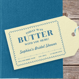Butter With You Yellow Blue Vintage Bridal Shower Gift Tags