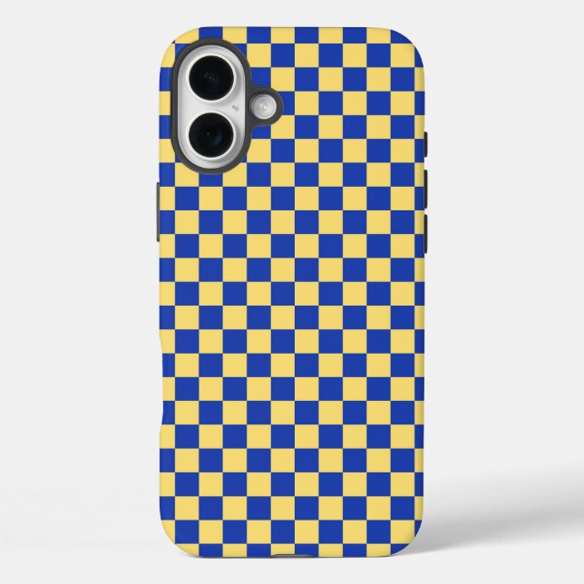 Butter yellow and blue checkered board pattern Case-Mate iPhone case (Back)