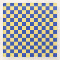 Butter yellow and blue checkered board pattern