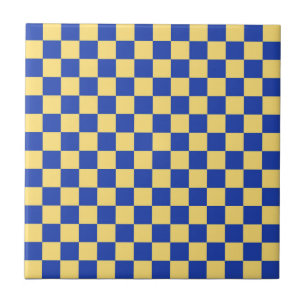 Butter yellow and blue checkered board pattern tile