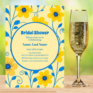 Butter Yellow and Blue Floral-Bridal Shower Invitation