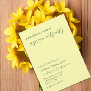 Butter Yellow and Sage Minimalist Engagement Party Invitation
