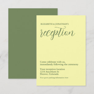 Butter Yellow and Sage Minimalist Reception Enclosure Card