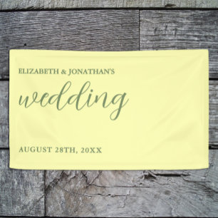 Butter Yellow and Sage Minimalist Wedding Banner