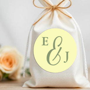 Butter Yellow and Sage Minimalist Wedding Classic Round Sticker