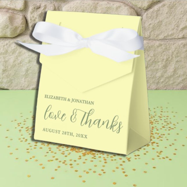 Butter Yellow and Sage Minimalist Wedding Favour Box (Creator Uploaded)