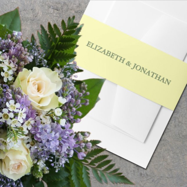 Butter Yellow and Sage Minimalist Wedding Invitation Belly Band (Creator Uploaded)