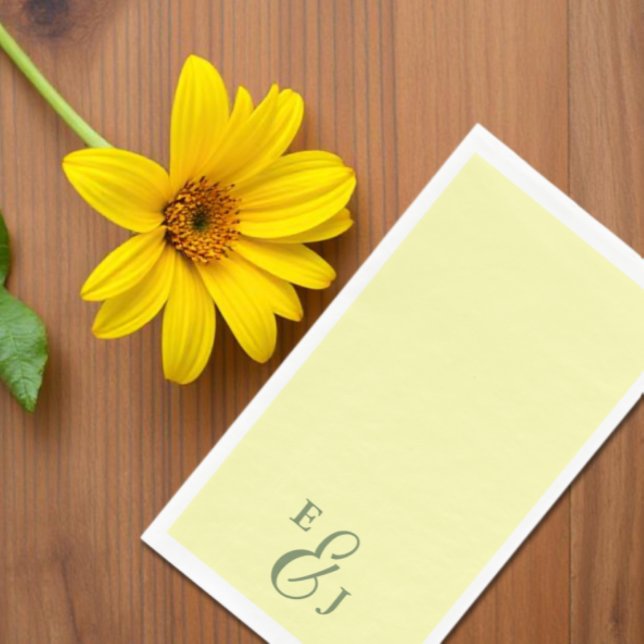 Butter Yellow and Sage Minimalist Wedding Napkin (Creator Uploaded)